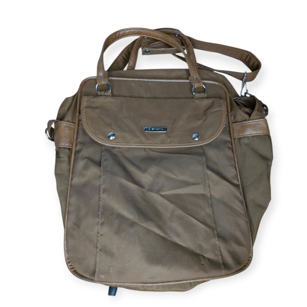 Vintage Samsonite Brown Bag w/ Leather Accents 15" x 13" x 7" w/Adjustable Strap